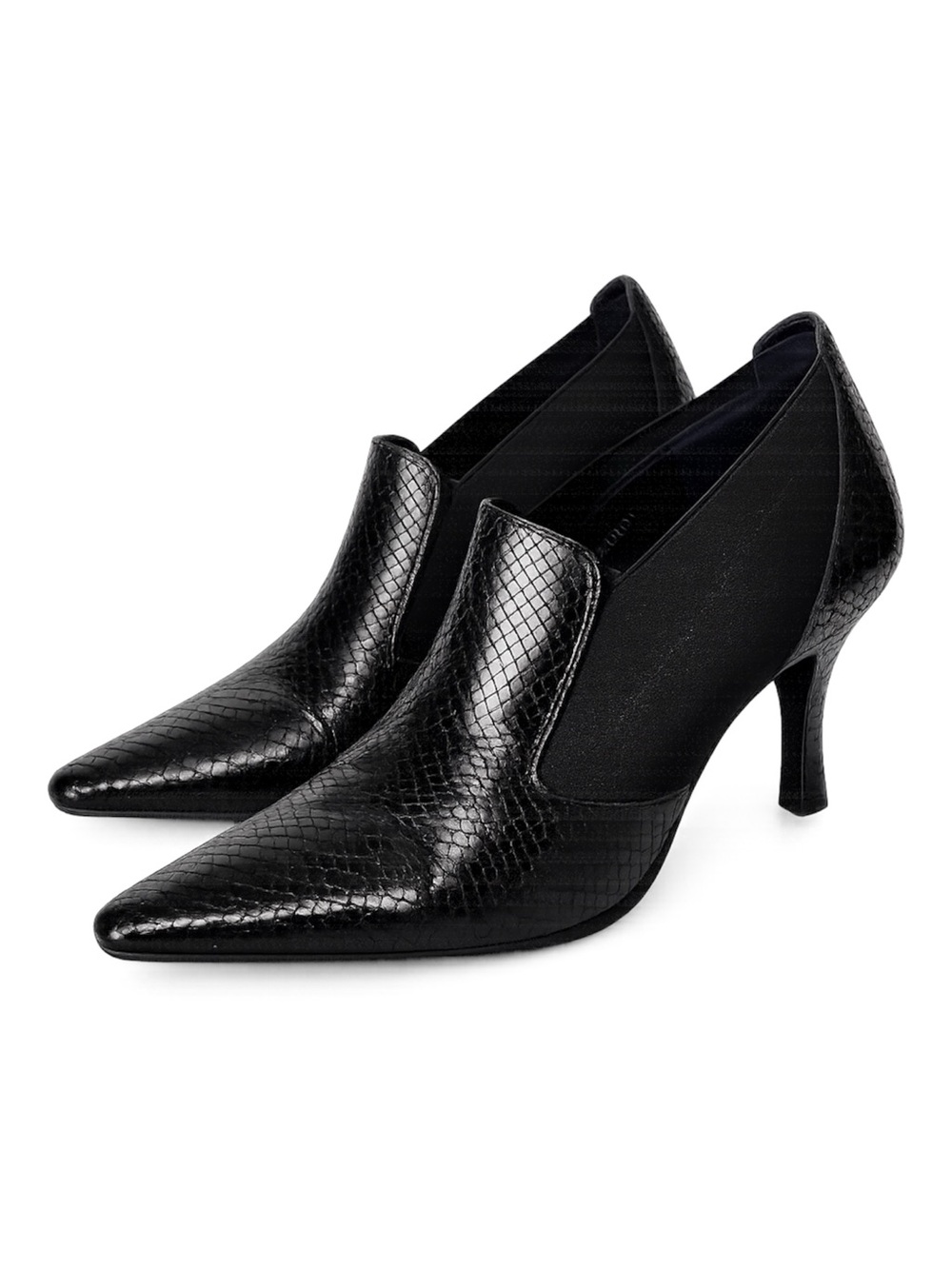 Donald J Pliner Medea Black Snake Embossed Heeled Booties Size 7.5 M